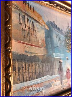 Vintage Oil Painting Framed And Signed City scape