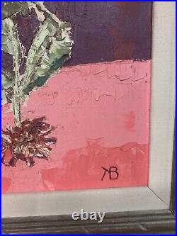 Vintage Oil Painting Heavy Impasto Colorful Floral Signed Wood Framed 26x32