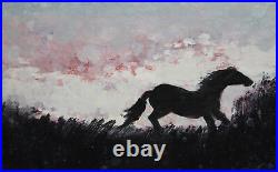 Vintage Oil Painting Landscape Horse
