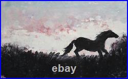 Vintage Oil Painting Landscape Horse