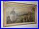 Vintage Oil Painting Landscape with Garden Urns and Mountain View, signed, Frame