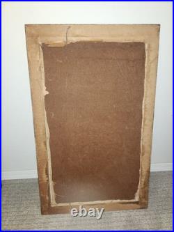 Vintage Oil Painting Landscape with Garden Urns and Mountain View, signed, Frame