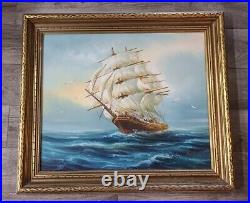 Vintage Oil Painting Maritime Colonial Ship Painting Signed Hydan Rupert Hydan
