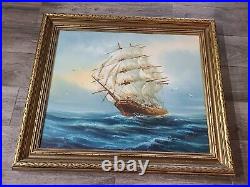 Vintage Oil Painting Maritime Colonial Ship Painting Signed Hydan Rupert Hydan