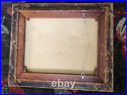 Vintage Oil Painting Master Simpson Boy W Dog & Top Hat Gold Wood Frame