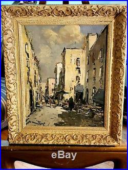 Vintage Oil Painting-Middle East Marketplace-Orient-Impressionism-Listed Artist