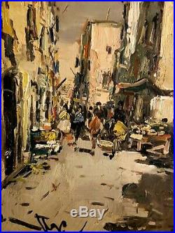 Vintage Oil Painting-Middle East Marketplace-Orient-Impressionism-Listed Artist