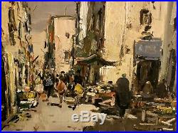 Vintage Oil Painting-Middle East Marketplace-Orient-Impressionism-Listed Artist