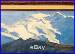 Vintage Oil Painting New England Stowe VT Red Barn Mountain Signed F Ramsay