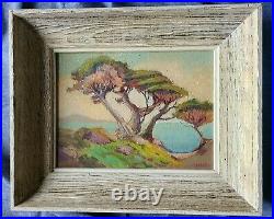 Vintage Oil Painting Ocean Tree on Canvas, Signed by Jacyln Davis