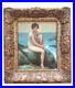 Vintage Oil Painting Of Nude Female Gilded Gold Wooden Frame Small Signed Bass