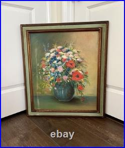 Vintage Oil Painting On A Board Framed Signed by Artist E. Cripples 24/27 Inch