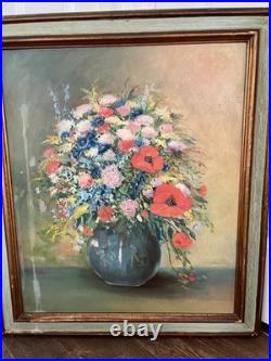 Vintage Oil Painting On A Board Framed Signed by Artist E. Cripples 24/27 Inch
