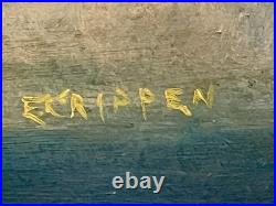 Vintage Oil Painting On A Board Framed Signed by Artist E. Cripples 24/27 Inch