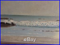 Vintage Oil Painting On Masonite Signed D Wennstram Seascape California Sunset