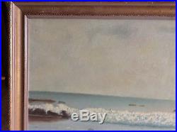 Vintage Oil Painting On Masonite Signed D Wennstram Seascape California Sunset