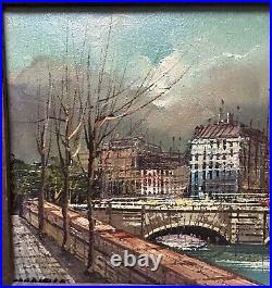 Vintage Oil Painting Paris Cityscape Signed And Framed
