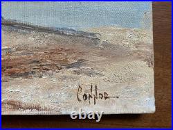 Vintage Oil Painting Plants & Boats by the Water Landscape Signed Connor