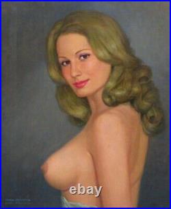 Vintage Oil Painting, Portrait, Nude Woman, Signed, 1983-1999