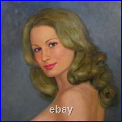 Vintage Oil Painting, Portrait, Nude Woman, Signed, 1983-1999