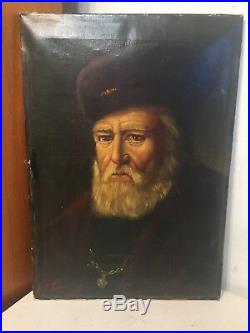 Vintage Oil Painting Portrait Old Gentlemen Noble Lord Wittlesey Signed santa