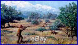 Vintage Oil Painting Randall Kahn American Impressionist Bird Hunting Landscape