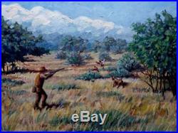 Vintage Oil Painting Randall Kahn American Impressionist Bird Hunting Landscape