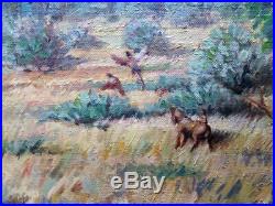 Vintage Oil Painting Randall Kahn American Impressionist Bird Hunting Landscape