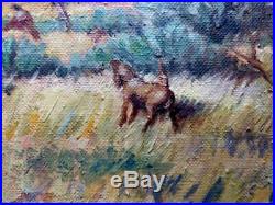 Vintage Oil Painting Randall Kahn American Impressionist Bird Hunting Landscape