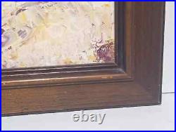 Vintage Oil Painting Sailboat Bright Yellow Sky Signed 22 x 28