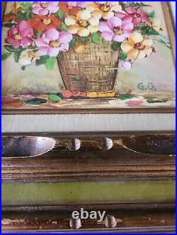 Vintage Oil Painting Signed By G. G. Flowers Still Life Framed 17x 15