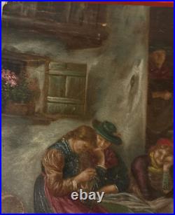 Vintage Oil Painting Signed F. V. Defregger Tyrolean Village, Rustic European