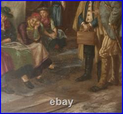 Vintage Oil Painting Signed F. V. Defregger Tyrolean Village, Rustic European