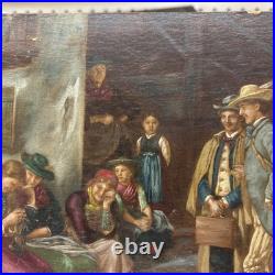 Vintage Oil Painting Signed F. V. Defregger Tyrolean Village, Rustic European