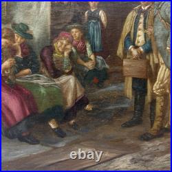 Vintage Oil Painting Signed F. V. Defregger Tyrolean Village, Rustic European