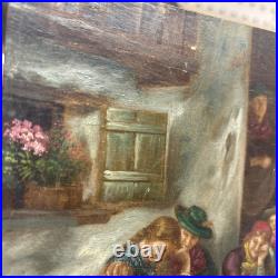 Vintage Oil Painting Signed F. V. Defregger Tyrolean Village, Rustic European
