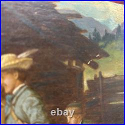 Vintage Oil Painting Signed F. V. Defregger Tyrolean Village, Rustic European
