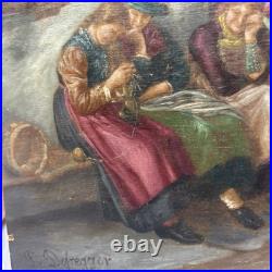 Vintage Oil Painting Signed F. V. Defregger Tyrolean Village, Rustic European