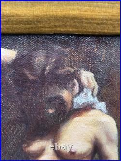 Vintage Oil Painting Signed & Framed Female Figure Art