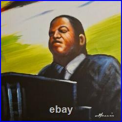 Vintage Oil Painting Signed Harris 29.5×25.5 Musical Jazz Funk Band Modern