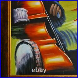 Vintage Oil Painting Signed Harris 29.5×25.5 Musical Jazz Funk Band Modern