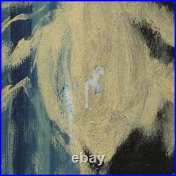 Vintage Oil Painting Signed Ross Man with Pipe & Book 20x16 Mid-Century