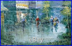 Vintage Oil Painting Signed STANFORD Paris Street Scene