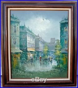 Vintage Oil Painting Signed STANFORD Paris Street Scene