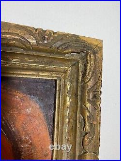 Vintage Oil Painting Signed Sandy Impressionist Carved Wood Art Deco Frame 24x20