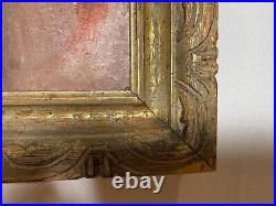 Vintage Oil Painting Signed Sandy Impressionist Carved Wood Art Deco Frame 24x20