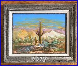 Vintage Oil Painting-Spring in the Desert-Yucca/Sunset-Landscape-Western Art