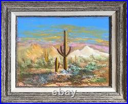 Vintage Oil Painting-Spring in the Desert-Yucca/Sunset-Landscape-Western Art