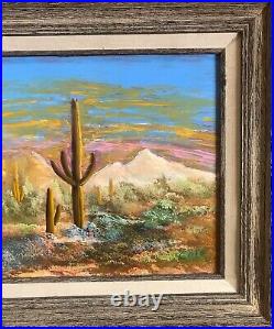 Vintage Oil Painting-Spring in the Desert-Yucca/Sunset-Landscape-Western Art