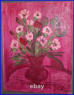 Vintage Oil Painting Still Life Flowers Signed